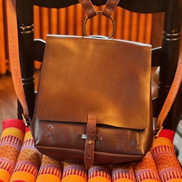 Embrazio Revival Small Handmade Leather Backpack - Coffee - Picture 2 of 10